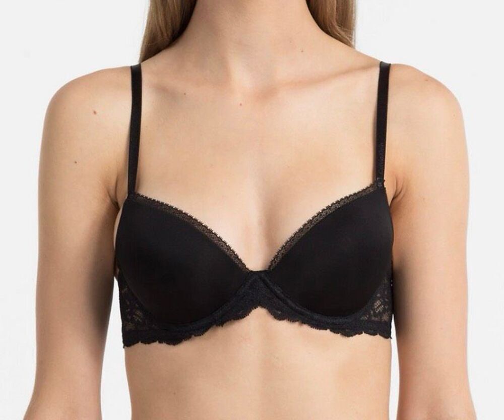 Calvin Klein Seductive Comfort Underwire Lace Lift Demi Bra Black 32DD